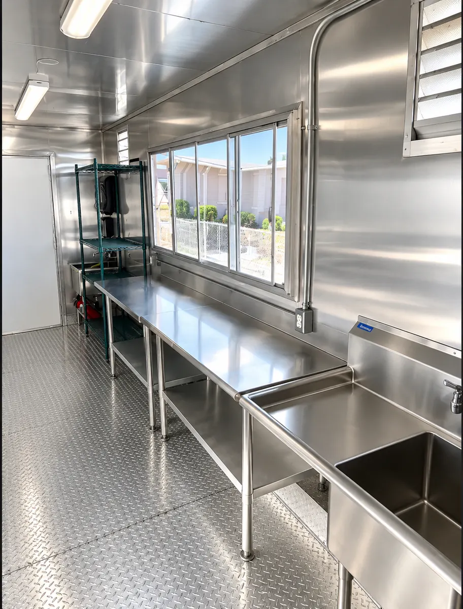 mobile kitchen trailer prep area service window